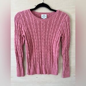 St. John’s Bay Women’s Marbled Pink Cable Knit Long Sleeve Sweater (Size S)